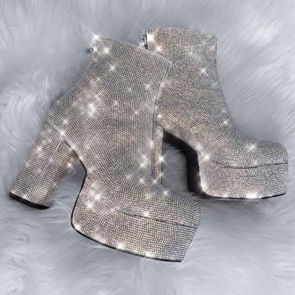 Dolls Kill Shoes - FIRM Dolls Kill Crystal Tide Platform Booties 7